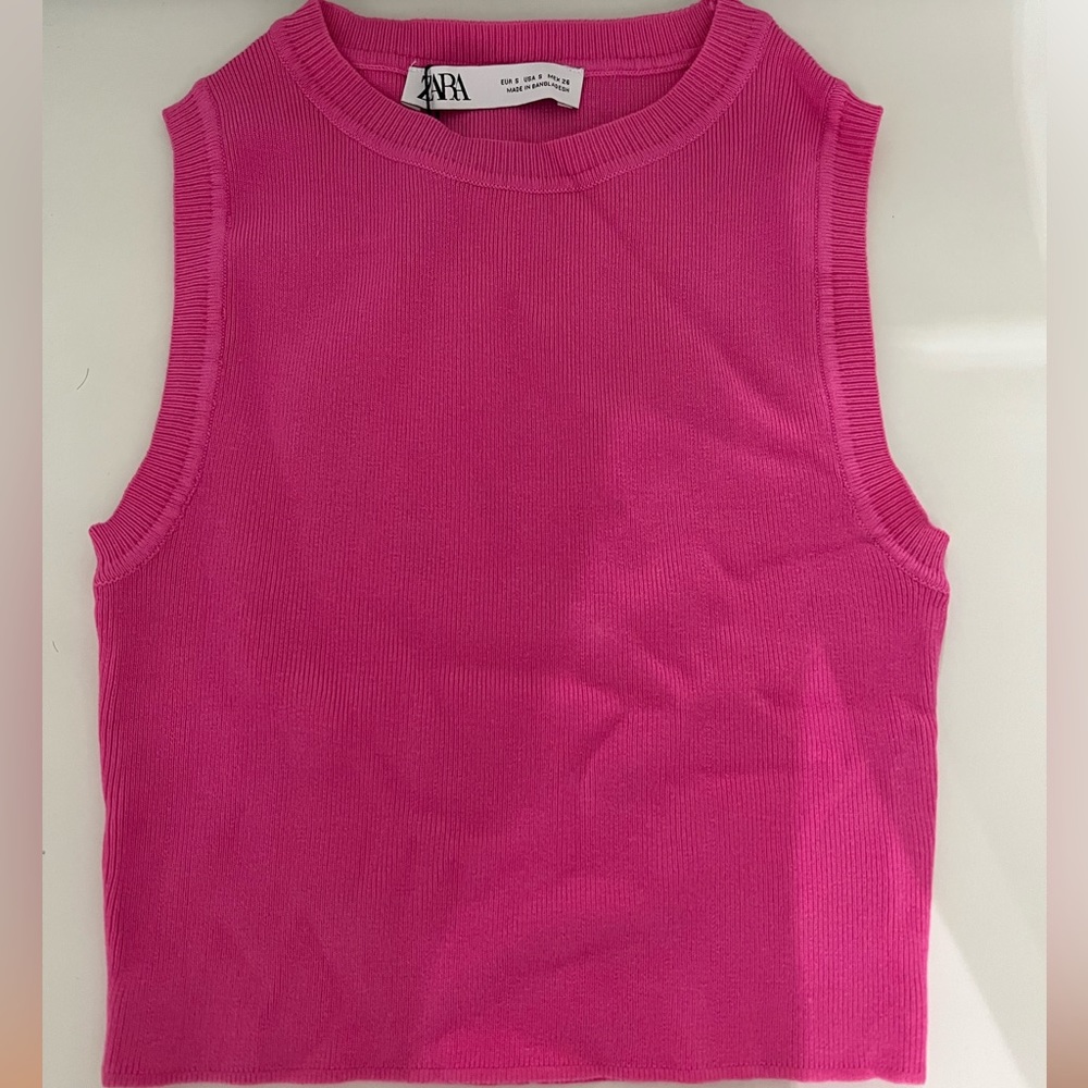 Zara Pink Cropped Tank Top